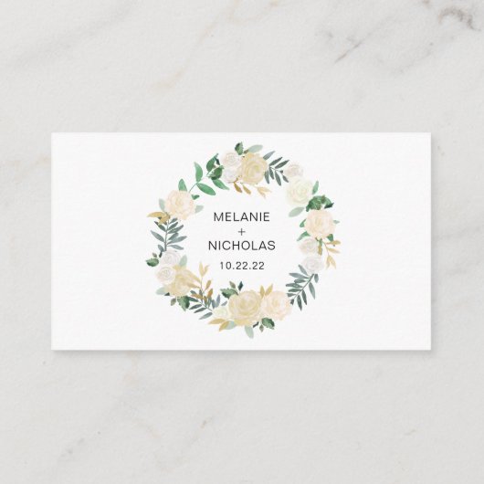 White Floral met internetkaart voor bruiloft rsvp Informatiekaartje (Achterkant)