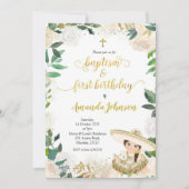 White Floral Mexican Baptism and First Birthday in Kaart (Voorkant)