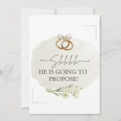 White Floral minimalist Surprise Verloving Invite Kaart (Achterkant)