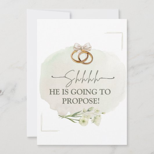 White Floral minimalist Surprise Verloving Invite Kaart (Achterkant)