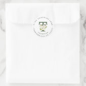 White Floral Monogram Circular Address Label (Tas)
