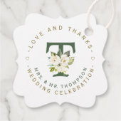 White Floral Monogram Circular Wedding Bedankjes Labels (Achterkant)