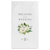 White Floral Monogram Elegant White Wedding Klein Cadeauzakje (Achterkant)