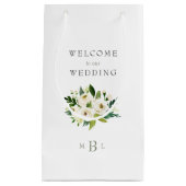 White Floral Monogram Elegant White Wedding Klein Cadeauzakje (Voorkant)