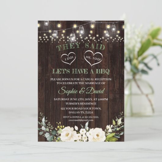 White Floral Old Barn after I DO Wedding BBQ Kaart (Staand voorkant)