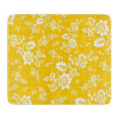 White Floral on Yellow Spring Background Snijplank (Voorkant)