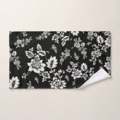 White Floral op Black Night Background Bad Handdoek (Handdoek)