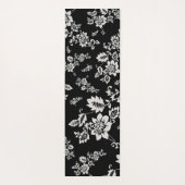 White Floral op Black Night Background Yogamat (Achterkant)