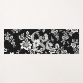 White Floral op Black Night Background Yogamat (Voorkant (horizontaal))