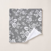 White Floral op Ultimate Grey Background Bad Handdoek (Wasdoekje)