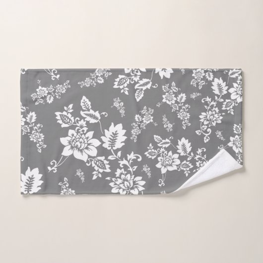 White Floral op Ultimate Grey Background Bad Handdoek (Handdoek)