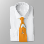 White Floral Orange Tropical Neck Tie Stropdas (Gebonden)