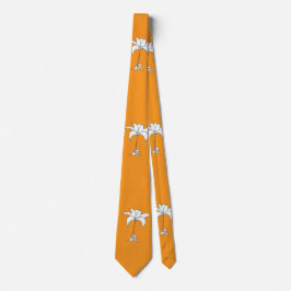 White Floral Orange Tropical Neck Tie Stropdas