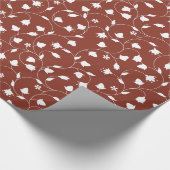 White Floral over Burnt Umber Cadeaupapier (Hoek)
