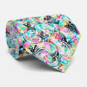 White Floral Paisley and Colorful Geometric Back Stropdas (Opgerold)