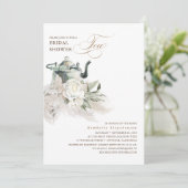 White Floral Pampas Grass Boho Vrijgezellenfeest T Kaart (Staand voorkant)