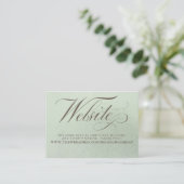 White Floral Pampas Grass Sage Wedding Website Informatiekaartje (Staand voorkant)