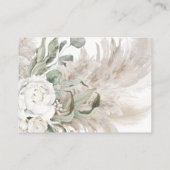 White Floral Pampas Grass Sage Wedding Website Informatiekaartje (Achterkant)
