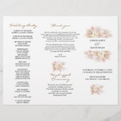 White Floral Pampas Grass Tri+Fold Wedding Program Flyer (Voorkant)
