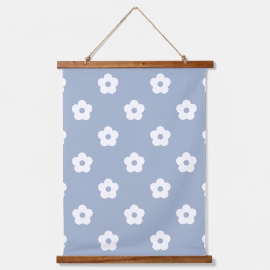 White Floral Pattern Hangend Wandkleed (Voorkant)