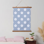 White Floral Pattern Hangend Wandkleed (Slaapkamer)