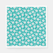 White floral pattern on turquoise background servet (Voorkant)