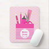 White Floral Pattern Pink Girly Stationeries Muismat (Met muis)