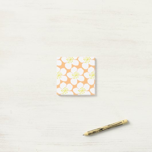 White Floral Pattern Post-it® Notes (Op bureau)