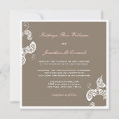 White Floral Peacock Elegant Boho Wedding Invite Kaart (Achterkant)