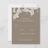 White Floral Peacock Elegant Wedding RSVP Card (Voorkant)