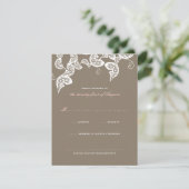 White Floral Peacock Elegant Wedding RSVP Card (Staand voorkant)