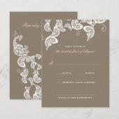 White Floral Peacock Elegant Wedding RSVP Card (Voorkant / Achterkant)