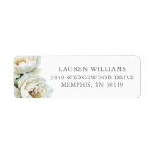 White Floral Peonies Personalized  Etiket (Voorkant)