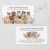 White Floral Pet Dog Cat Family Sitting Visitekaartje (Voorkant / Achterkant)