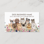 White Floral Pet Dog Cat Family Sitting Visitekaartje (Voorkant)