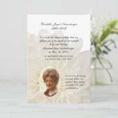 White Floral Photo Death Announcard Aankondiging (Staand voorkant)