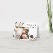 White Floral Photo Folded Bedankkaart (Voorkant)