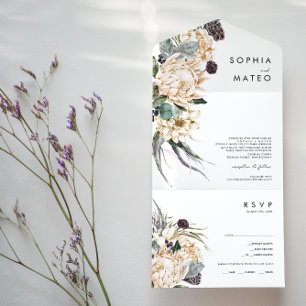 White Floral Photo Seal and Send All In One Uitnodiging