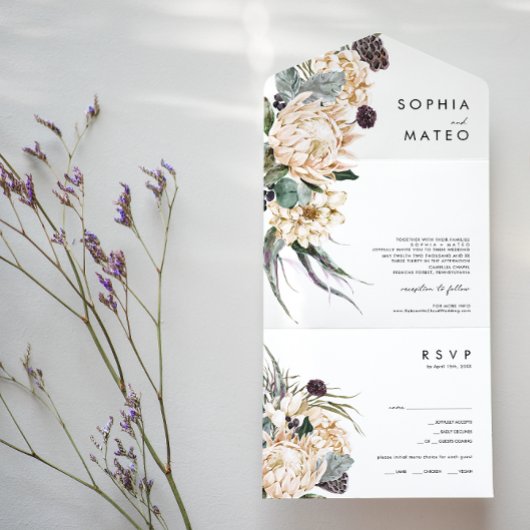 White Floral Photo Seal and Send All In One Uitnodiging