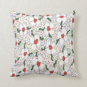 White Floral Polka Dot Pattern Pillow Kussen