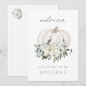 White Floral Pumpkin Baby shower Advice Card Advieskaart (Voorkant / Achterkant)