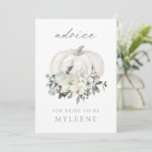 White Floral Pumpkin Baby shower Advice Card Advieskaart (Staand voorkant)