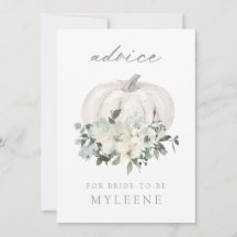 White Floral Pumpkin Baby shower Advice Card