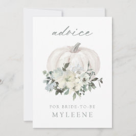 White Floral Pumpkin Baby shower Advice Card Advieskaart
