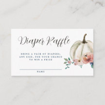 White Floral Pumpkin Diaper Raffle