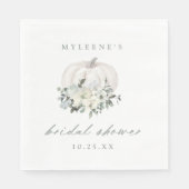 White Floral Pumpkin Vrijgezellenfeest Servet (Voorkant)