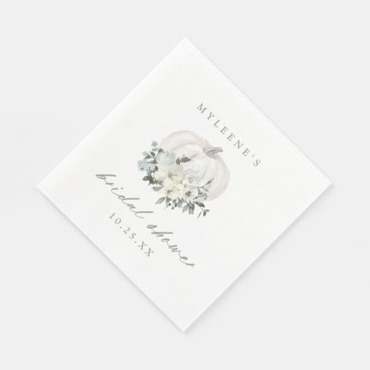 White Floral Pumpkin Vrijgezellenfeest Servet (Hoek)