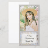 White Floral Quinceañera Hartelijk dank Bedankkaart (Voorkant / Achterkant)