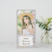 White Floral Quinceañera Hartelijk dank Bedankkaart (Staand voorkant)