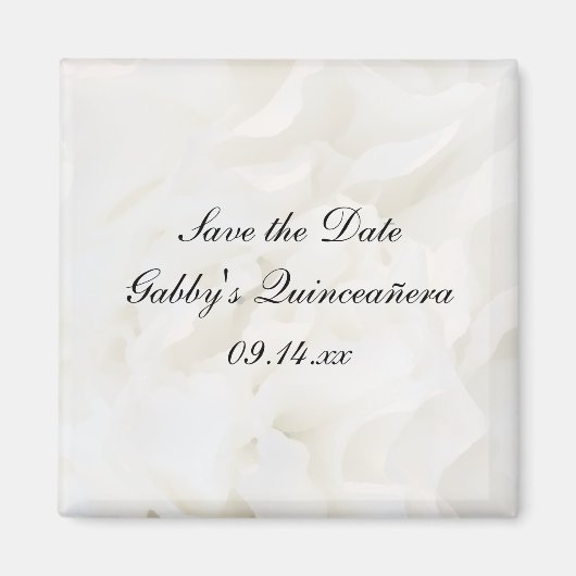 White Floral Quinceañera Save the Date Magneet (Voorkant)